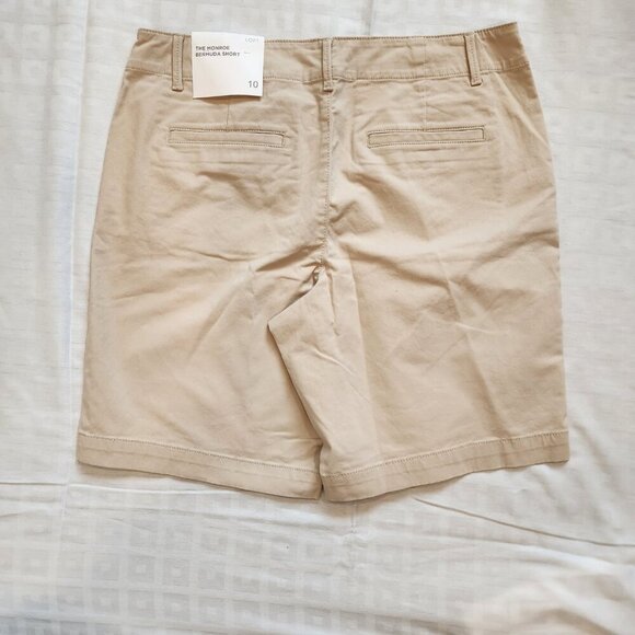 Ann Taylor Loft The Monroe Bermuda Shorts Womens 10 Tan Pockets Stretch New NWT - Picture 2 of 3